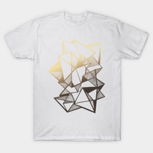 Gold Metallic Geometric  art deco triangles T-Shirt